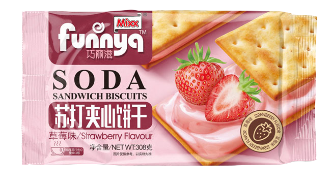 Strawberry-flavored soda Sandwich Biscuits (308g)
